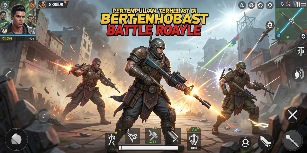 Gameplay seru Battle Royale di 888IDR dengan pemain bertempur.