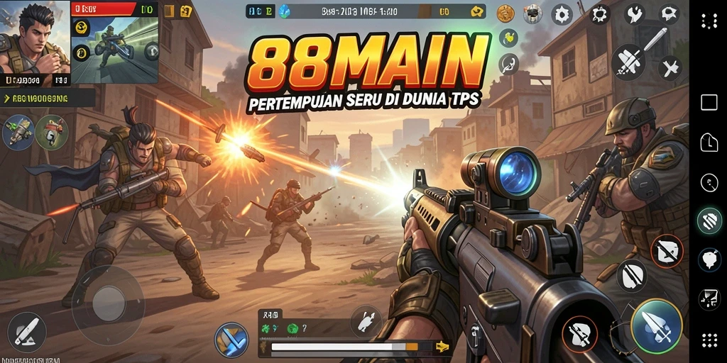 Tampilan gameplay seru dalam 88MAIN dengan aksi tembak-menembak yang intens.