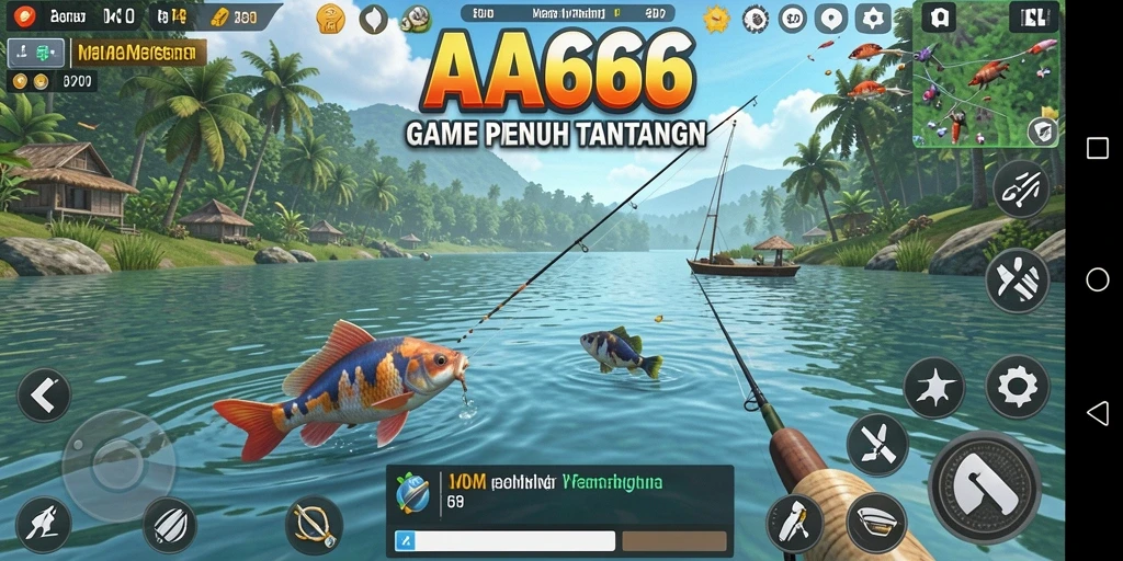 Tampilan gameplay memancing yang seru dan realistis di AA666.