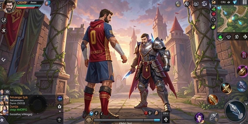 Screenshot gameplay CR7VIP menampilkan aksi pertarungan epik di dunia MMORPG.