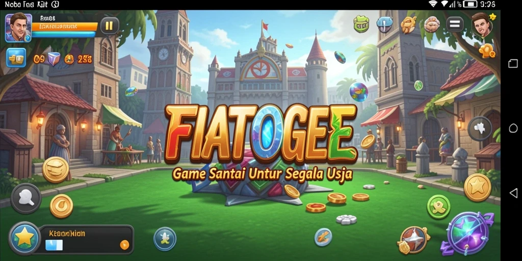 Tampilkan gameplay seru di FIATOGEL dengan warna ceria.