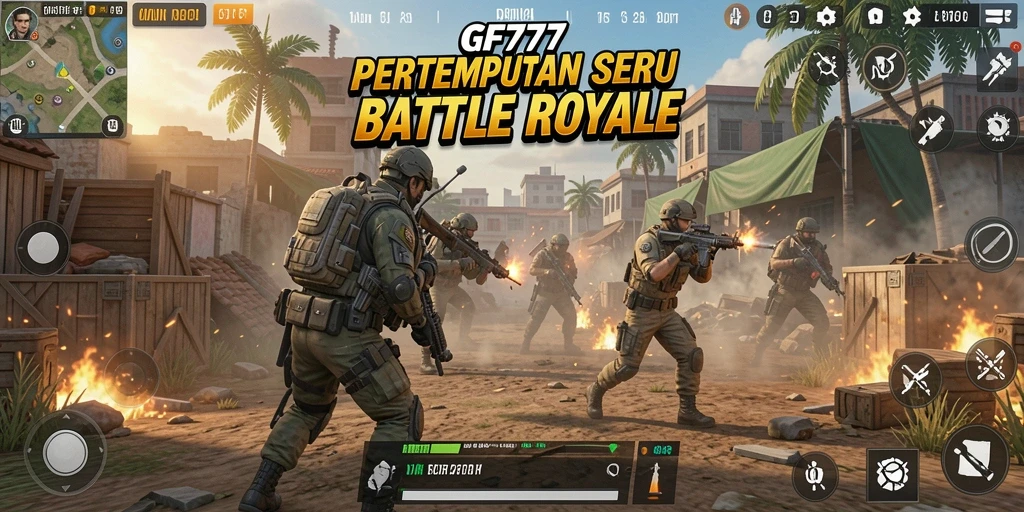 Tampilan aksi seru dalam game Battle Royale GF777.