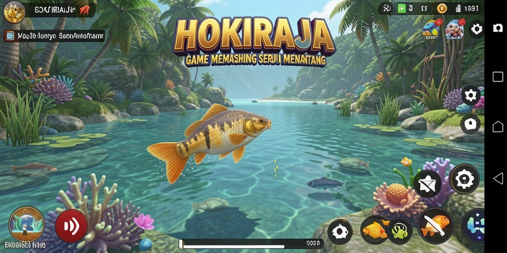 Tampilan gameplay HOKIRAJA yang mendebarkan saat memancing.