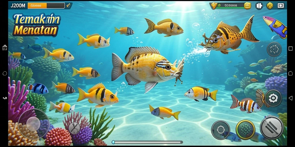 Tangkapan ikan yang berwarna-warni dalam gameplay J200M.