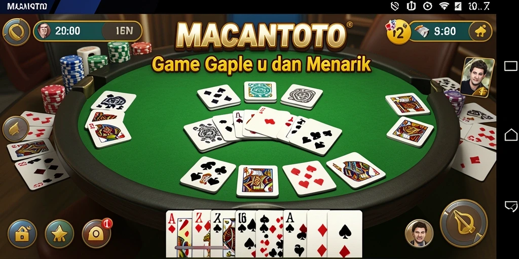 Screenshot gameplay MACANTOTO menunjukkan suasana permainan Gaple yang seru.