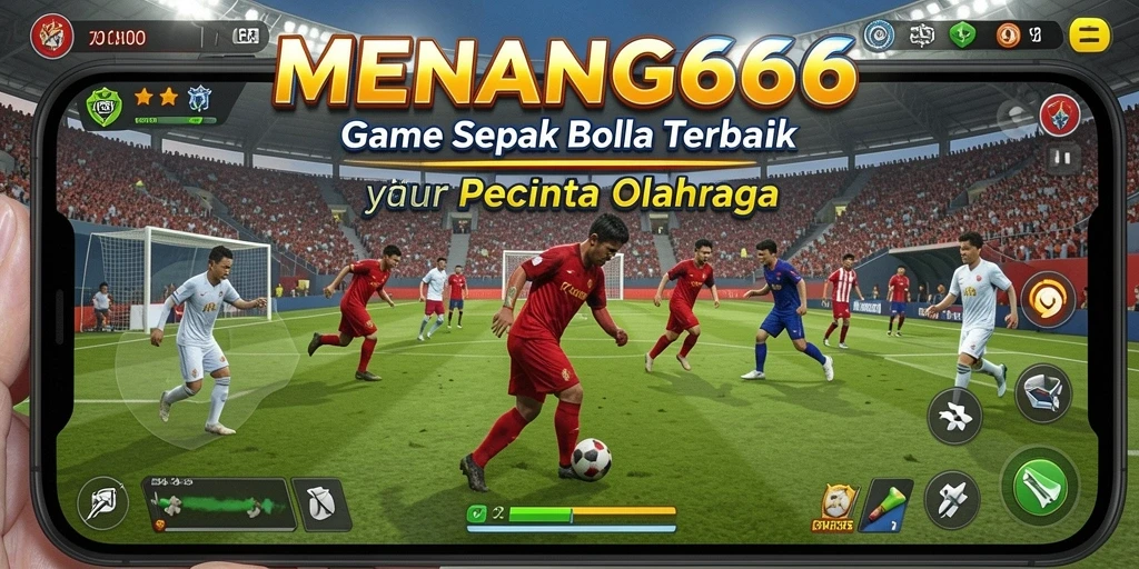 Tangkapan layar dari permainan <strong>MENANG666</strong> menampilkan aksi sepak bola yang seru.