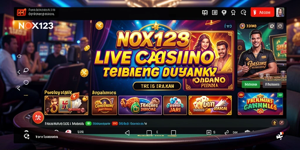 Screenshot gameplay NOX123 menampilkan suasana kasino langsung yang seru.