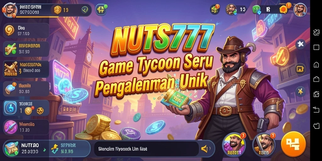 Tampilan gameplay seru di NUTS777 dengan elemen Tycoon yang menarik.