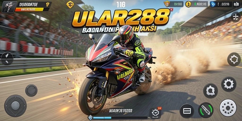 Tampilan gameplay mendebarkan dengan motor dan jalur balap yang beragam.